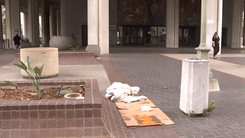 A homeless man was discovered dead outside LA City Hall Dec. 18, 2019, among a homelessness crisis in the region.