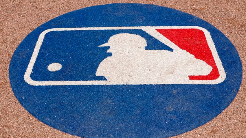 A detail view of the on deck circle with the Major League Baseball logo is seen prior to a spring training game between the Philadelphia Phillies and the Baltimore Orioles at BayCare Ballpark on March 2, 2025 in Clearwater, Florida. 